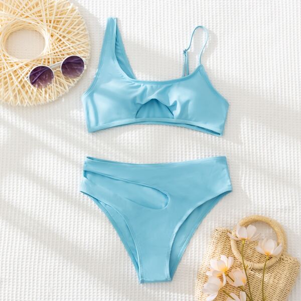 

Cut-out Bikini Swimsuit, Baby blue