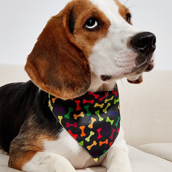 

Bone Pattern Pet Bandana, Black