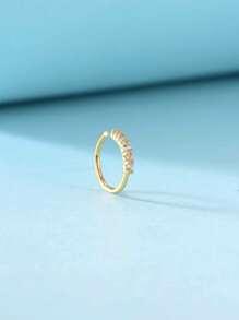 1pc Copper, Cubic Zirconia Decor Nose Ring For Women And Men, Punk Piercing, A Fashionable Body Jewelry Gift For Any Occasion - Yellow Gold - View 1