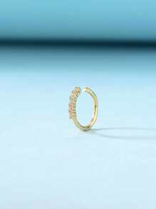 1pc Copper, Cubic Zirconia Decor Nose Ring For Women And Men, Punk Piercing, A Fashionable Body Jewelry Gift For Any Occasion - Yellow Gold - View 2