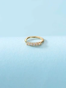 1pc Copper, Cubic Zirconia Decor Nose Ring For Women And Men, Punk Piercing, A Fashionable Body Jewelry Gift For Any Occasion - Yellow Gold - View 3