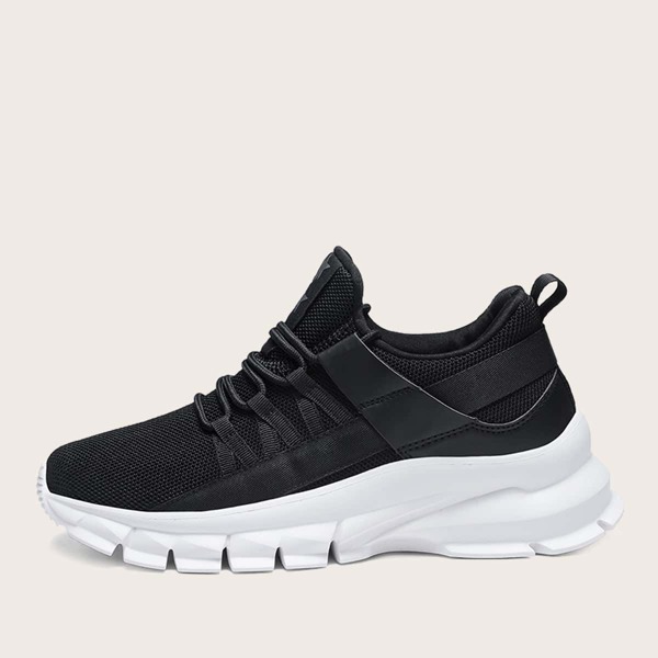 

Men Lace-up Decor Mesh Panel Sneakers, Black