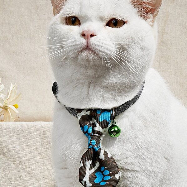 

Bone Print Pet Necktie, Blue
