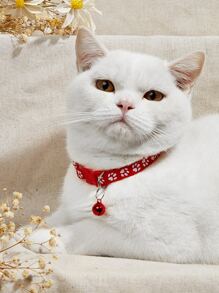 Paw Print Bell Mặt dây chuyền Pet Collar - Đỏ - Xem 1
