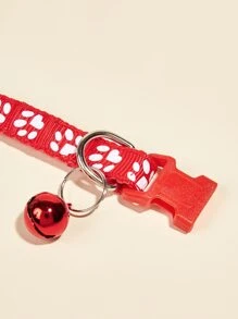 Paw Print Bell Mặt dây chuyền Pet Collar - Đỏ - Xem 4