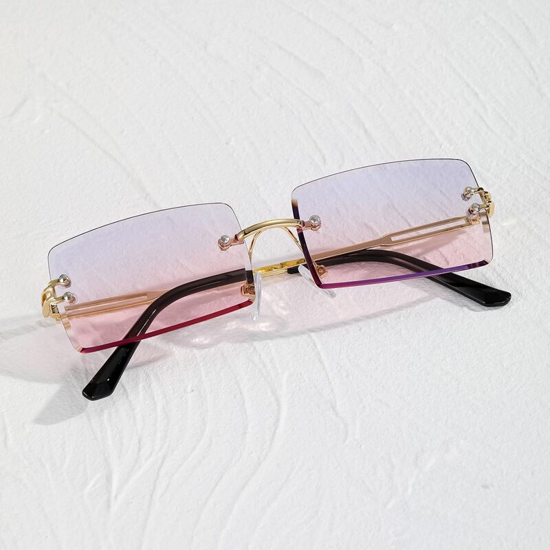 

Rimless Ombre Rectangle Frame Sunglasses