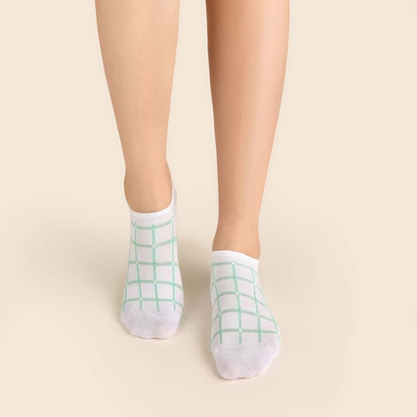 

2pairs Plaid Print Ankle Socks, Multicolor