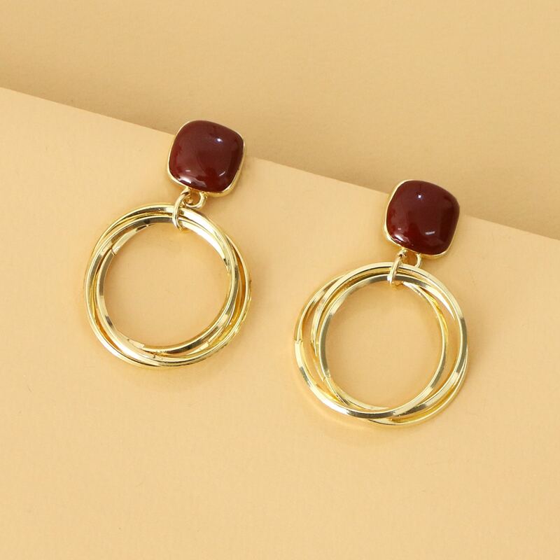 

Round Charm Drop Earrings, Gold