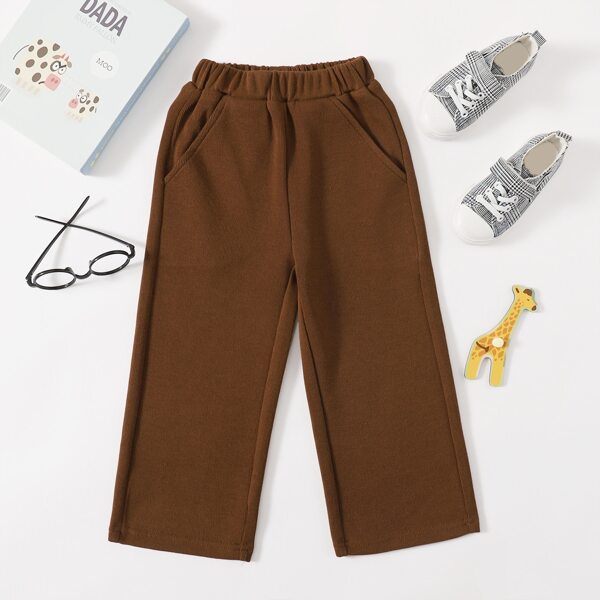 

Toddler Girls Slant Pocket Solid Pants, Coffee brown