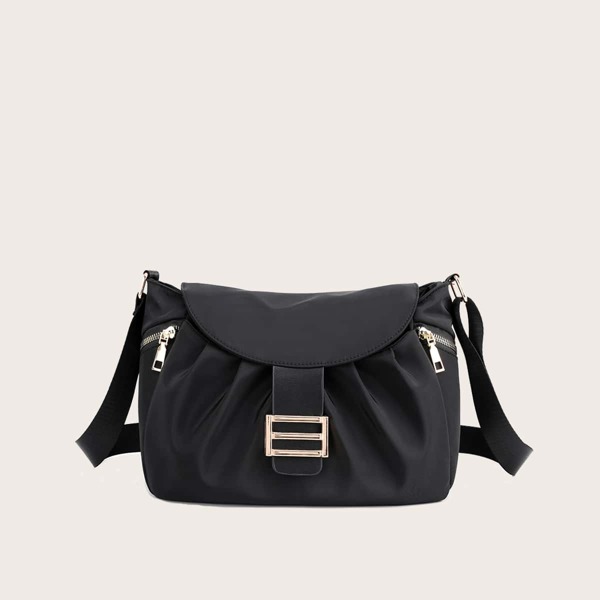 

Ruched Crossbody Bag, Black