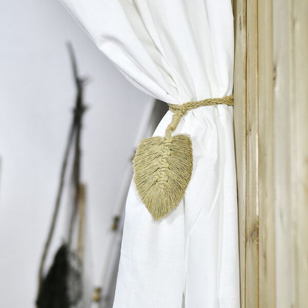 

1pc Tassel Braided Curtain Tie Back, Khaki