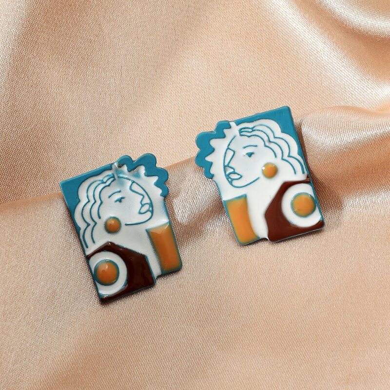 

Abstract Figure Stud Earrings, Blue