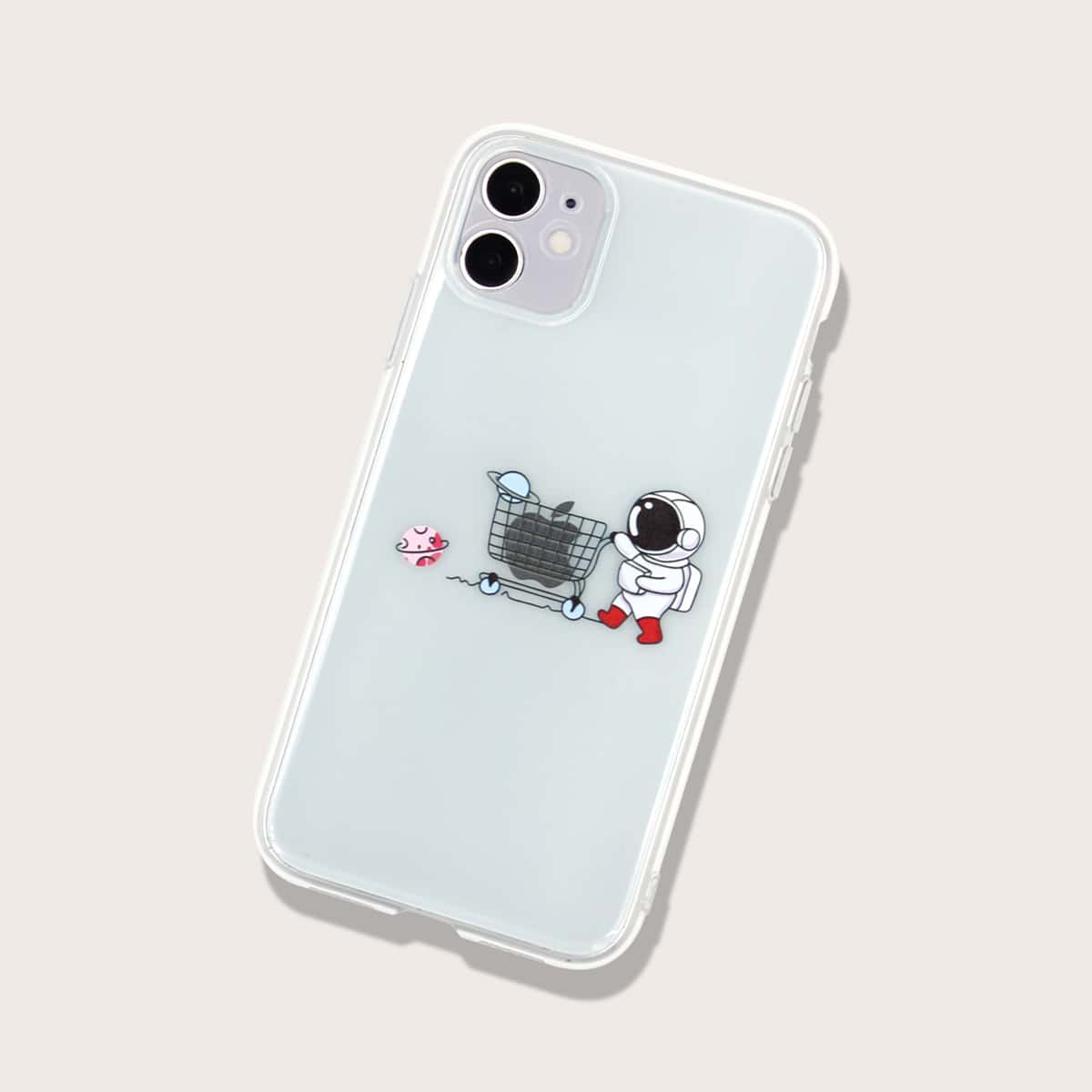 

Cartoon Astronaut Clear iPhone Case