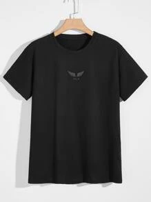 Manfinity EMRG Men Reflective Wings And Letter Graphic Tee - Black - View 4