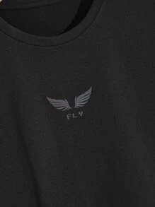Manfinity EMRG Men Reflective Wings And Letter Graphic Tee - Black - View 6