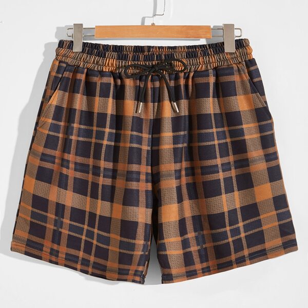 

Men Plaid Drawstring Waist Shorts, Multicolor