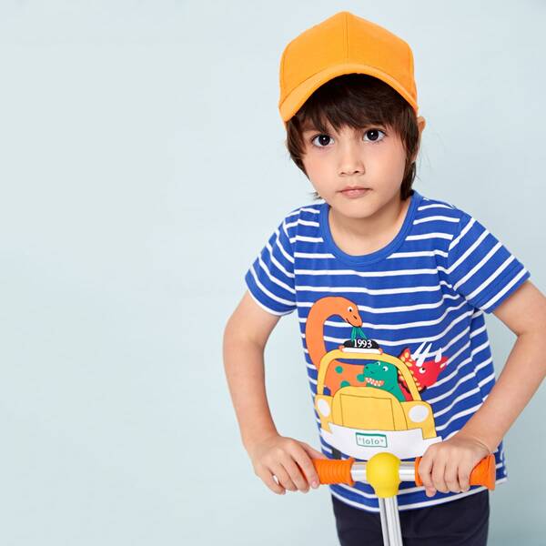 

Toddler Boys Cartoon Graphic Tee With Track Shorts, Blue