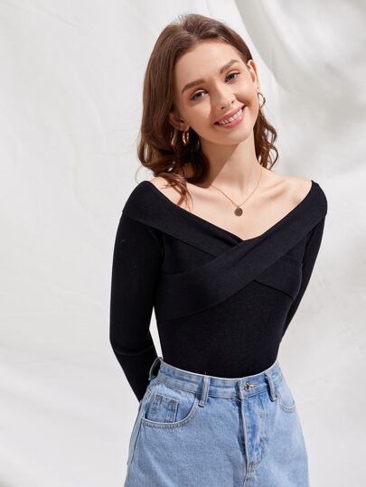 Criss Cross Solid Sweater