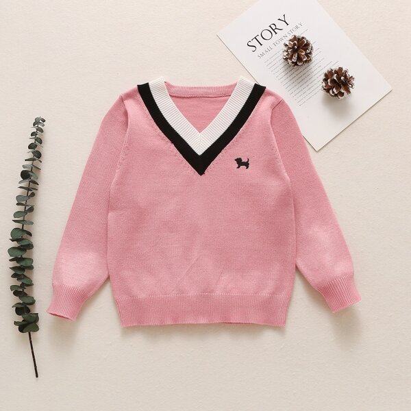 

Baby Girl Chevron V-neck Sweater, Dusty pink