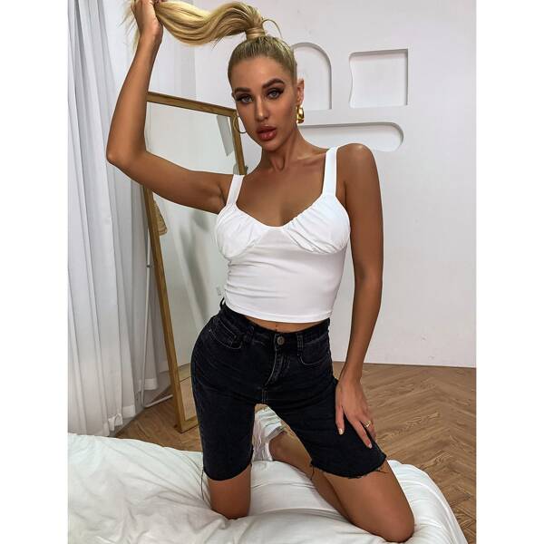 

Ruched Bust Cami Top, White
