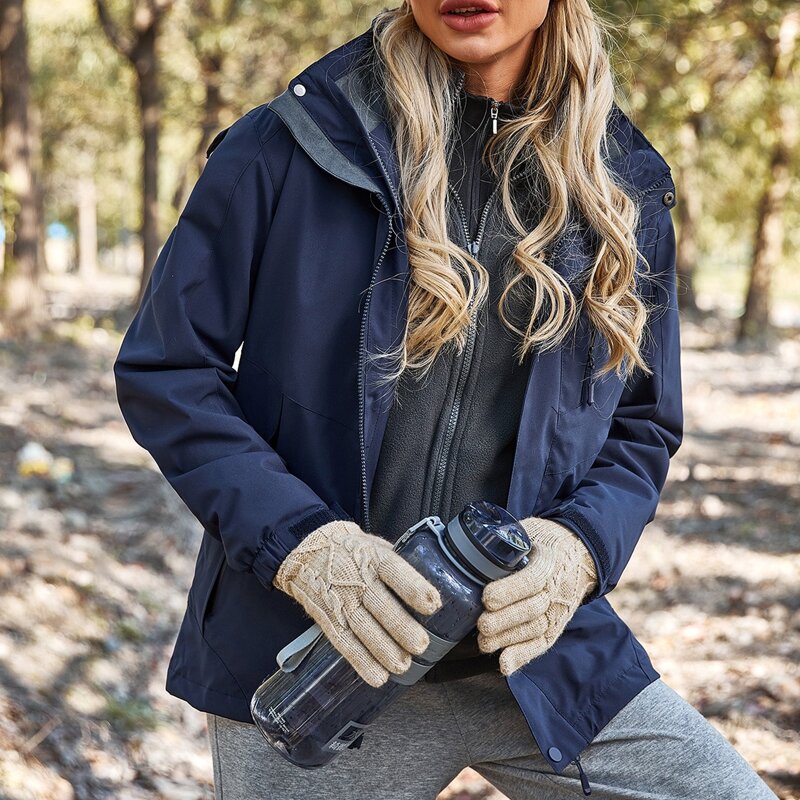 

Zip Up Hooded Sports Jacket With Detachable Fleece Liner, Navy blue