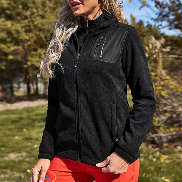 

Zip Up Slant Pocket Sports Jacket Without Fleece Liner, Black