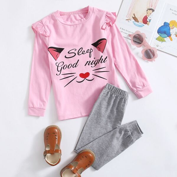 

Toddler Girls Cartoon Graphic Tee & Sweatpants, Multicolor