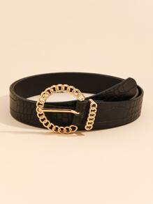 Chain Buckle Plus Size Belt - Black - View 2