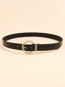 Chain Buckle Plus Size Belt - Black - View 3