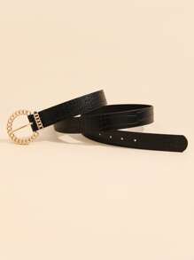 Chain Buckle Plus Size Belt - Black - View 4