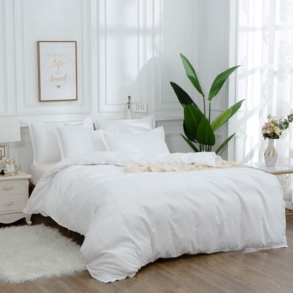 

Plain Satin Bedding Set Without Filler, White