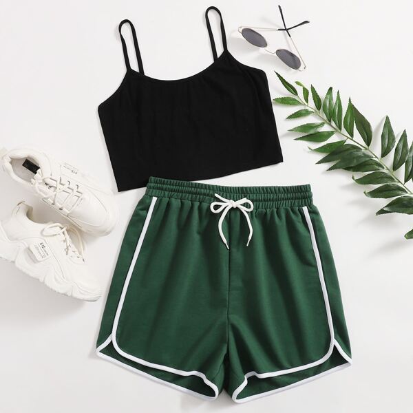 

Cami Top With Drawstring Track Shorts, Multicolor