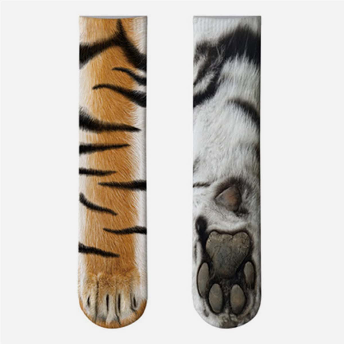 

1pair Tiger Crew Socks, Yellow