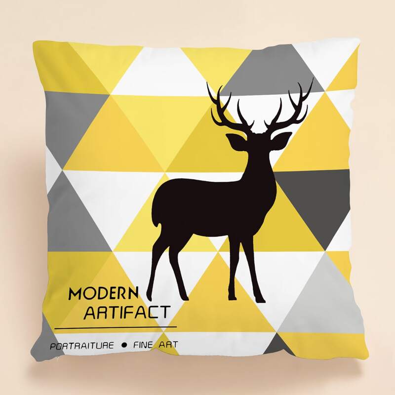 

Deer Print Cushion Cover Without Filler, Multicolor