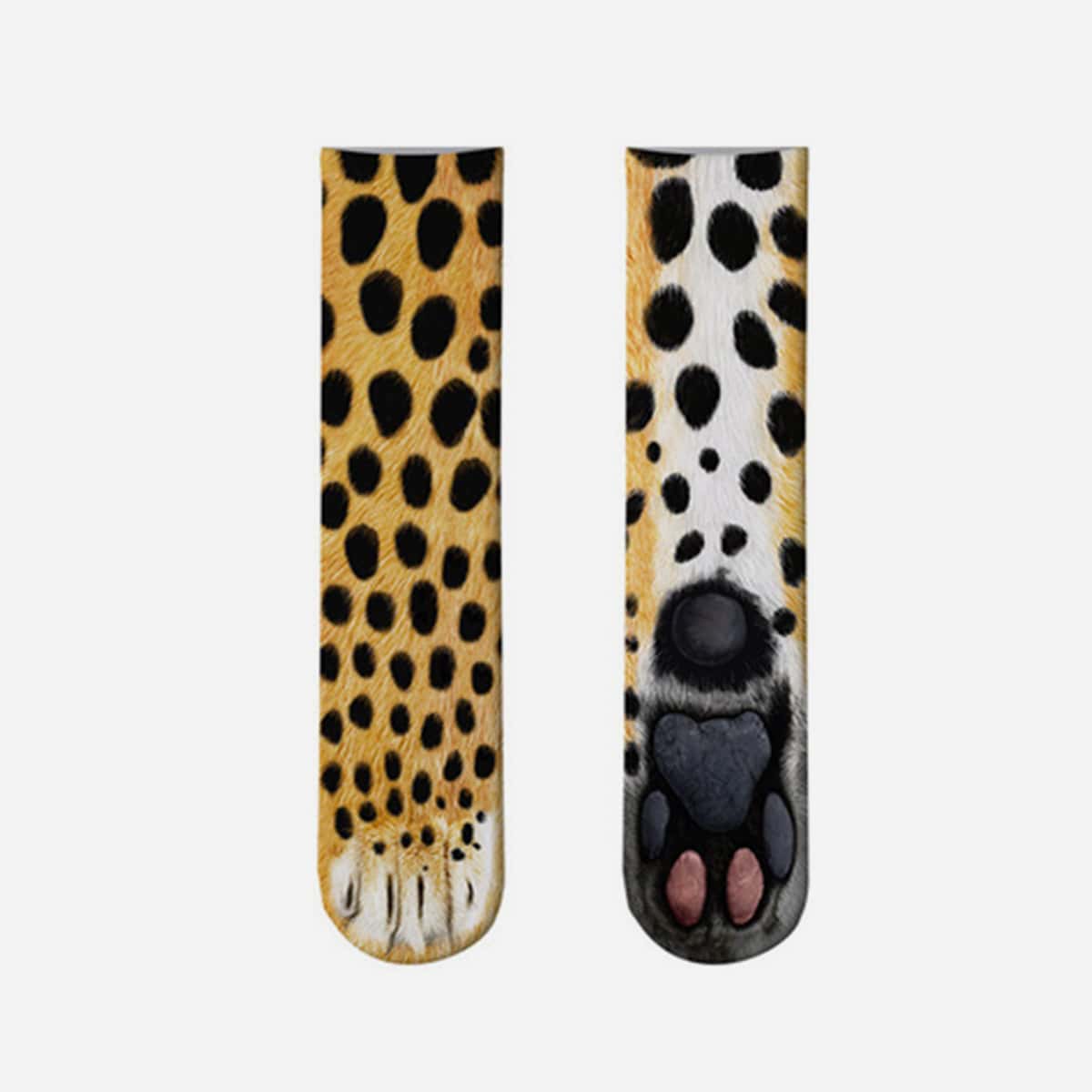 

1pair Leopard Crew Socks, Yellow