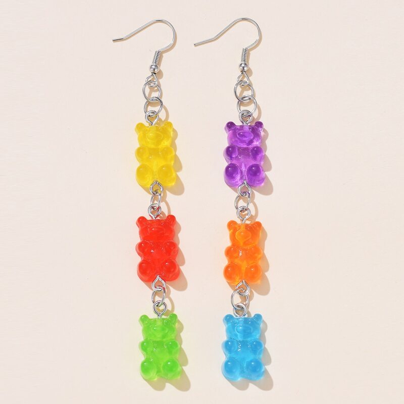 

Colorful Bear Drop Earrings, Multicolor