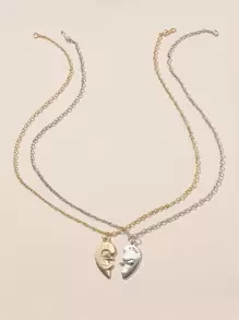 Bộ 2 dây chuyền mặt trái tim, phù hợp cho trang phục hàng ngày và tiệc tùng của phụ nữ - Nhiều màu - Xem 1