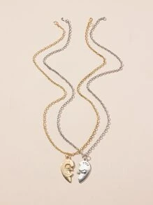 Bộ 2 dây chuyền mặt trái tim, phù hợp cho trang phục hàng ngày và tiệc tùng của phụ nữ - Nhiều màu - Xem 2