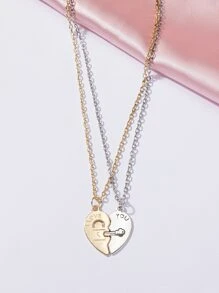 Bộ 2 dây chuyền mặt trái tim, phù hợp cho trang phục hàng ngày và tiệc tùng của phụ nữ - Nhiều màu - Xem 4