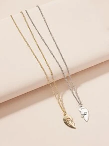 Bộ 2 dây chuyền mặt trái tim, phù hợp cho trang phục hàng ngày và tiệc tùng của phụ nữ - Nhiều màu - Xem 5