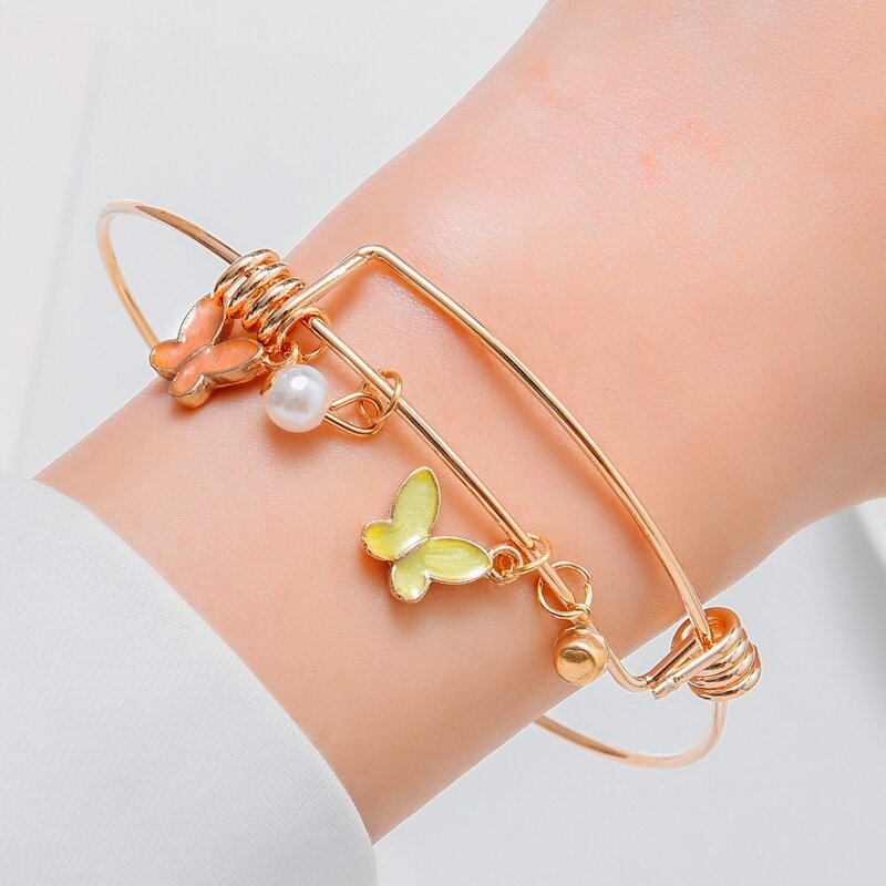 

Butterfly Charm Bangle Bracelet, Multicolor