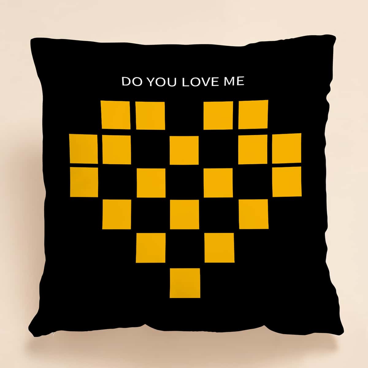 

Geo Heart Print Cushion Cover Without Filler, Black