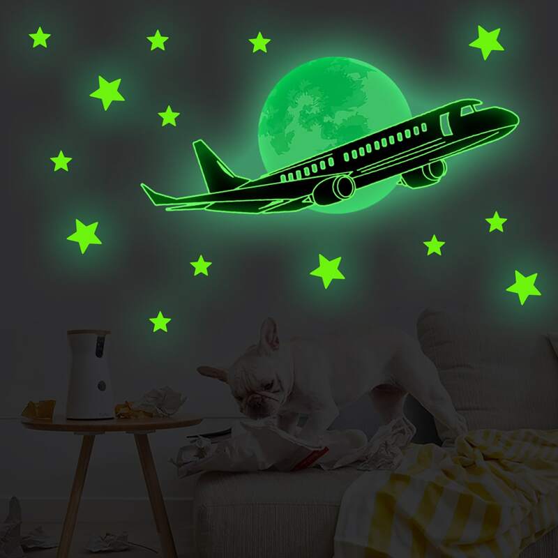 

Kids Plane Print Luminous Wall Sticker, Multicolor