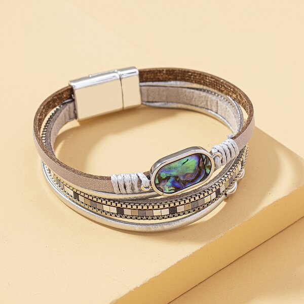 

Metal Detail Layered Bracelet, Multicolor