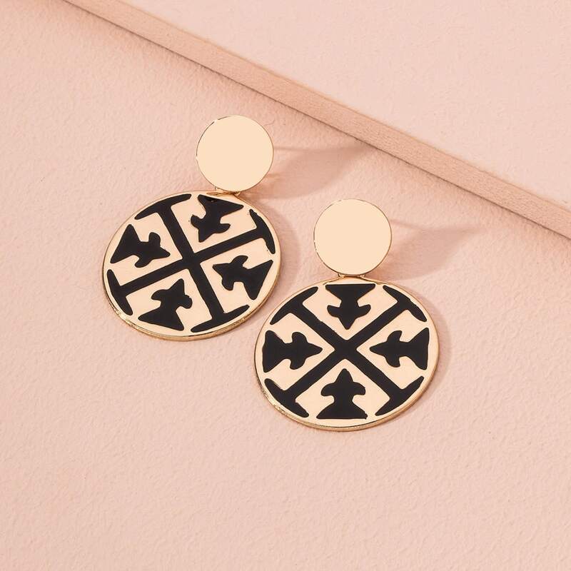 

Round Drop Earrings, Gold