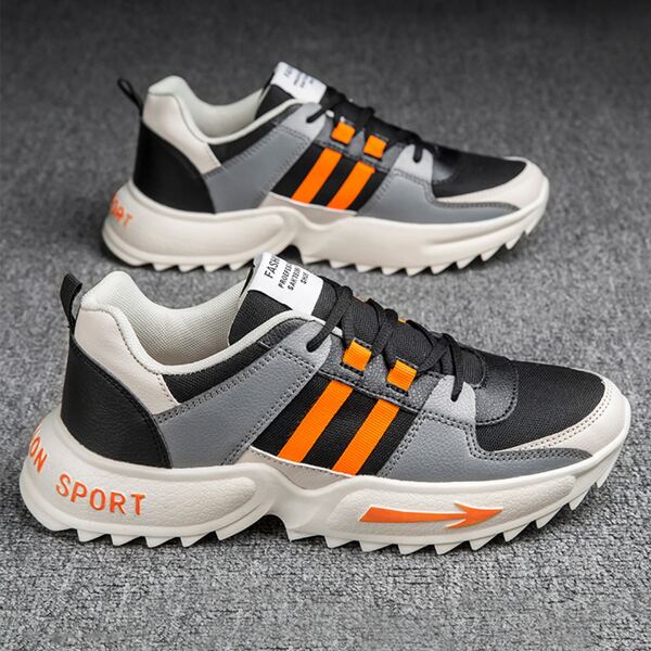 

Men Lace-up Front Colorblock Chunky Sneakers, Black