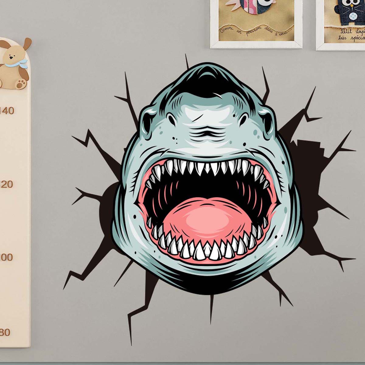 

Kids Cartoon Shark Print Wall Sticker, Multicolor