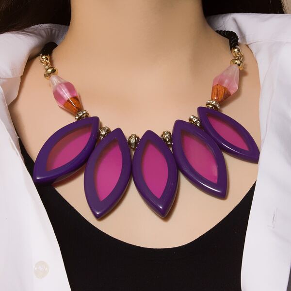 

Geo Decor Necklace, Purple