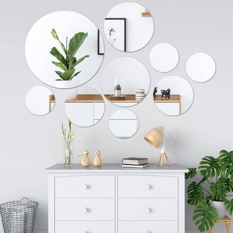 

1set Circle Mirror Surface Wall Sticker, Silver