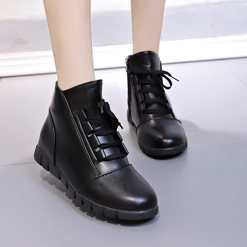 

Lace-up Side Zip Boots, Black